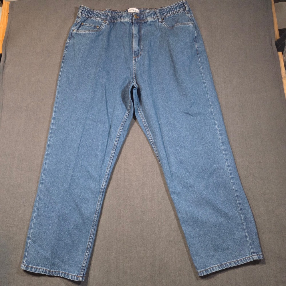 John Blair Jeans Mens 42M Blue Medium Wash Elastic Waist Straight Leg Denim